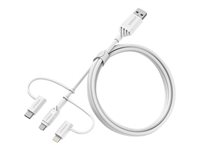 OtterBox Standard - USB-kabel - USB (hane) till mikro-USB typ B, Lightning, 24 pin USB-C (hane) - USB 2.0 - 3 A - 1 m - molndrömfärgad vit 78-52686