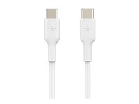 Belkin BoostCharge - USB-kabel - 24 pin USB-C (hane) till 24 pin USB-C (hane) - USB 2.0 - 3 A - 1 m - vit (paket om 2) CAB003BT1MWH2PK