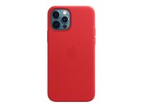 Apple - (PRODUCT) RED - baksidesskydd för mobiltelefon - med MagSafe - läder - röd - för iPhone 12, 12 Pro MHKD3ZM/A