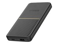 OtterBox - Strömförsörjningsbank - 10000 mAh - 18 Watt - 3 A - PD 3.0, QC 3.0, Fast Charge, Apple Fast Charge, AFC, Huawei Fast Charge, PE 2.0+, SFCP, USB BC 1.2 - 2 utdatakontakter (USB, 24 pin USB-C) - på kabel: USB-C - skymningssvart 78-80690